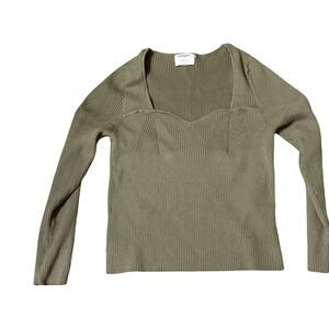 Old Navy Sage Green Ribbed Knit Top